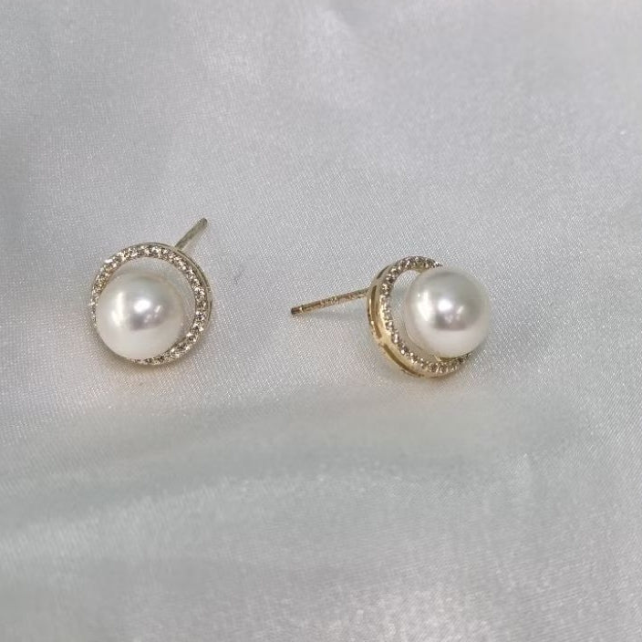 "Sunshine" 6A 8mm-8.5mm Freshwater Pearl Earrings