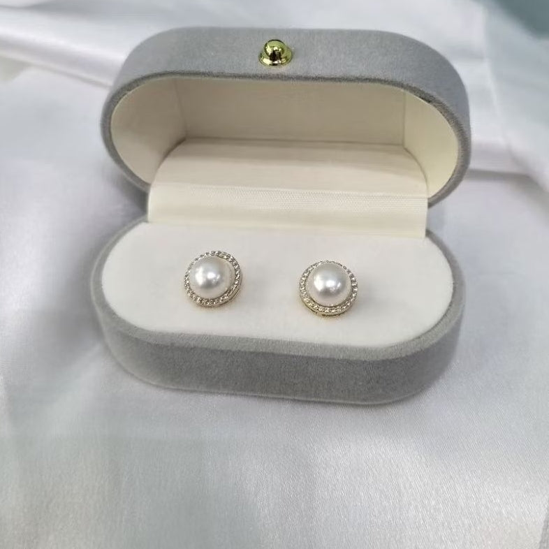 "Sunshine" 6A 8mm-8.5mm Freshwater Pearl Earrings
