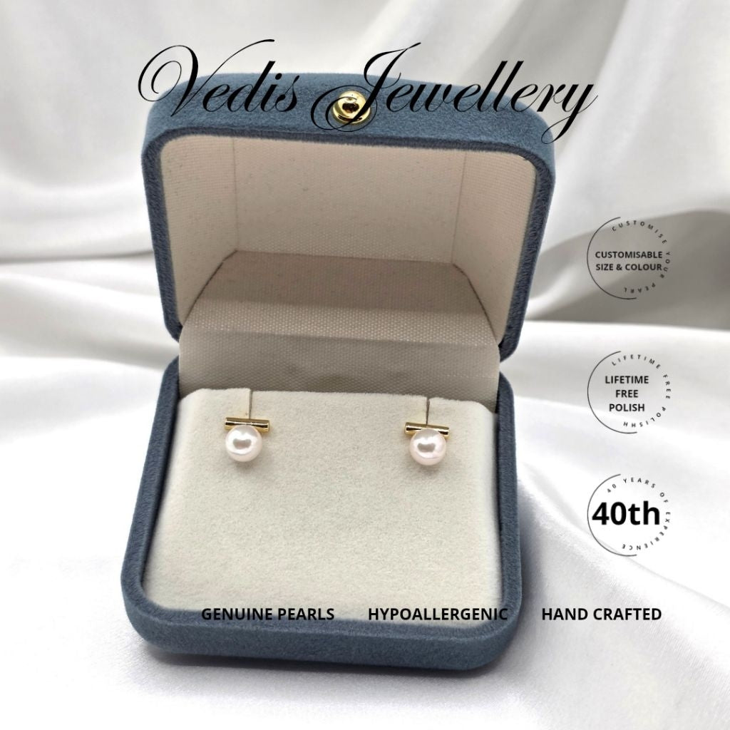 "T-Melon" 6.5-7mm Certified Premium Sea Pearl Earrings
