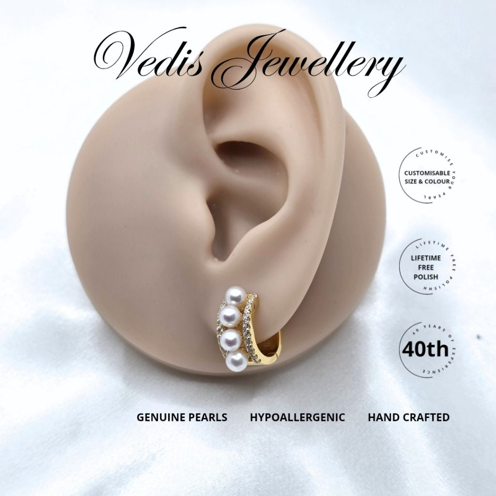 "Themyscira" Certified 3.5-4mm Premium Freshwater Pearl Earrings