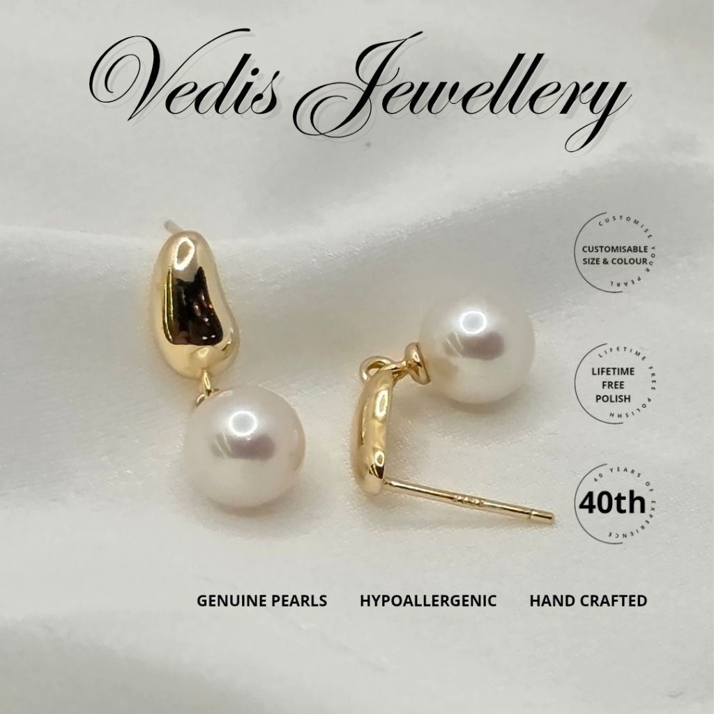 "Treasures" 6A 7.5mm-8mm Premium Freshwater Pearl Earrings