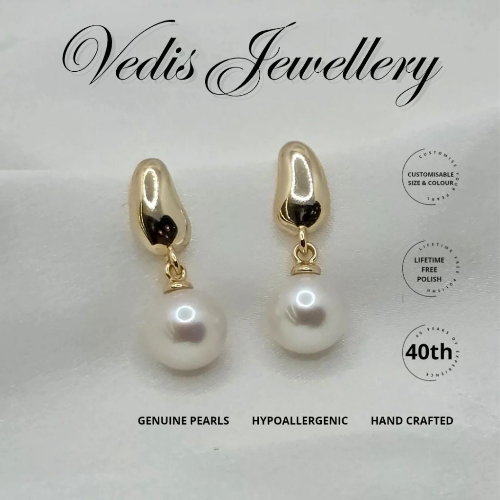 "Treasures" 6A 7.5mm-8mm Premium Freshwater Pearl Earrings
