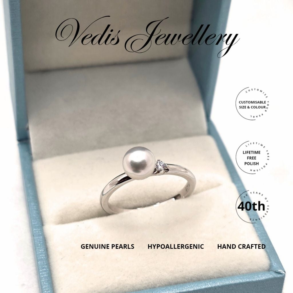 "Undivided" 6-6.5mm Certified Premium Sea Pearl Free Size Ring
