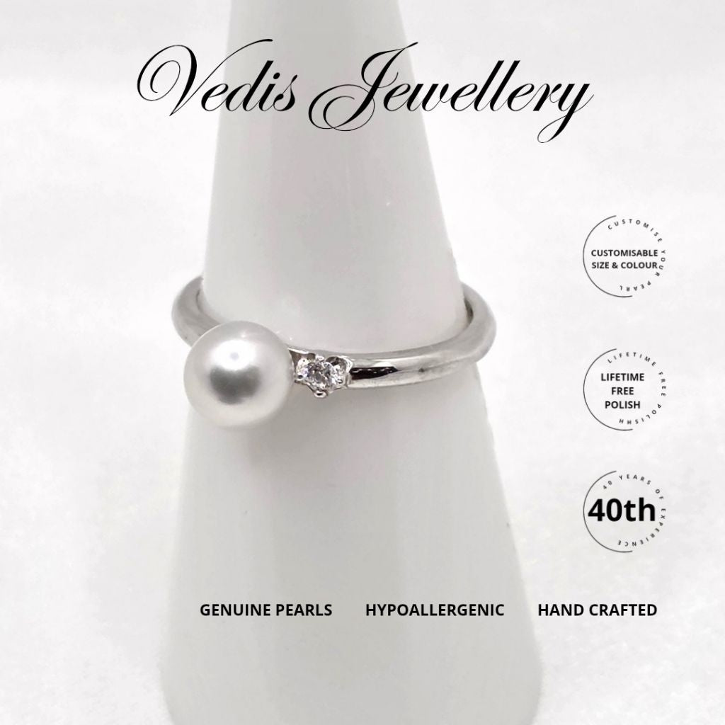 "Undivided" 6-6.5mm Certified Premium Sea Pearl Free Size Ring