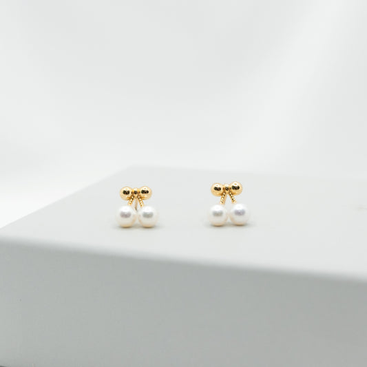 "Cherry Berry" Premium Sea Pearl Ear Studs 4mm-4.5mm Earring