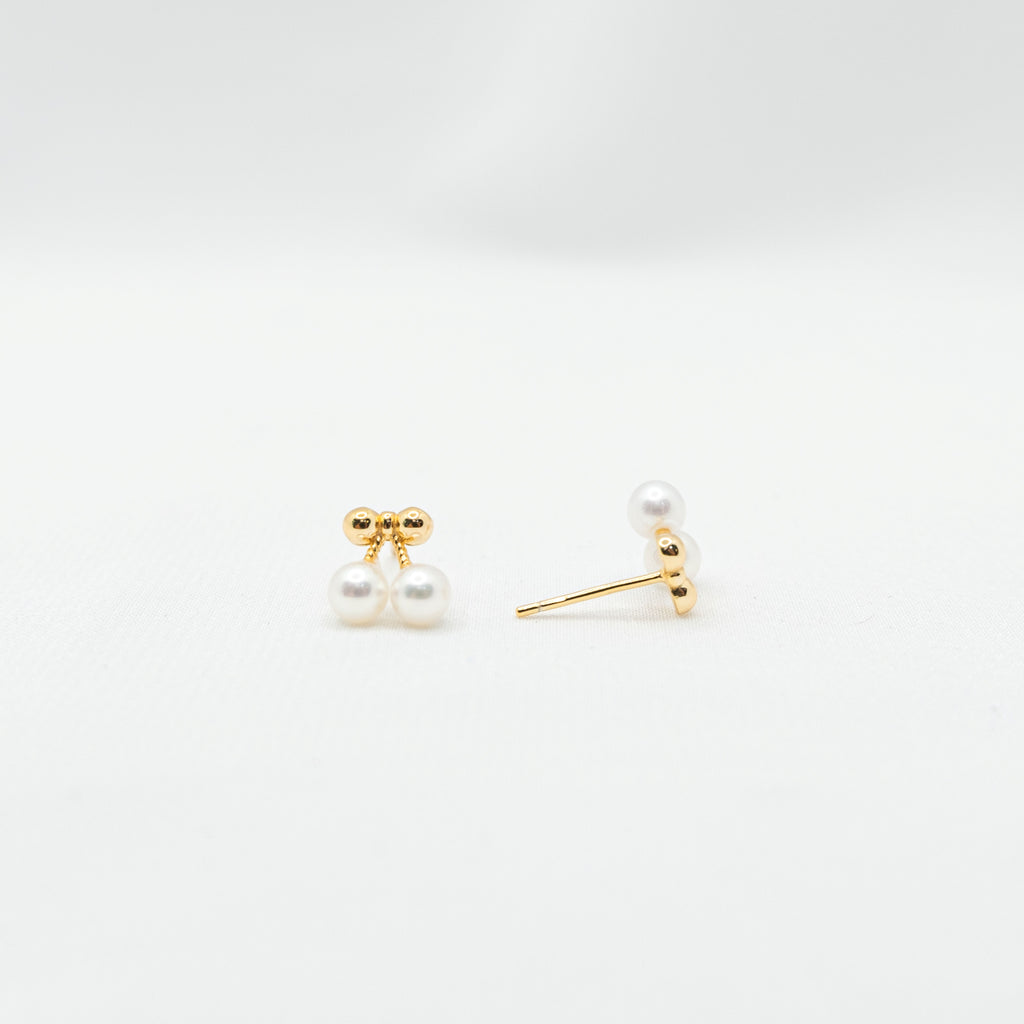 "Cherry Berry" Premium Sea Pearl Ear Studs 4mm-4.5mm Earring
