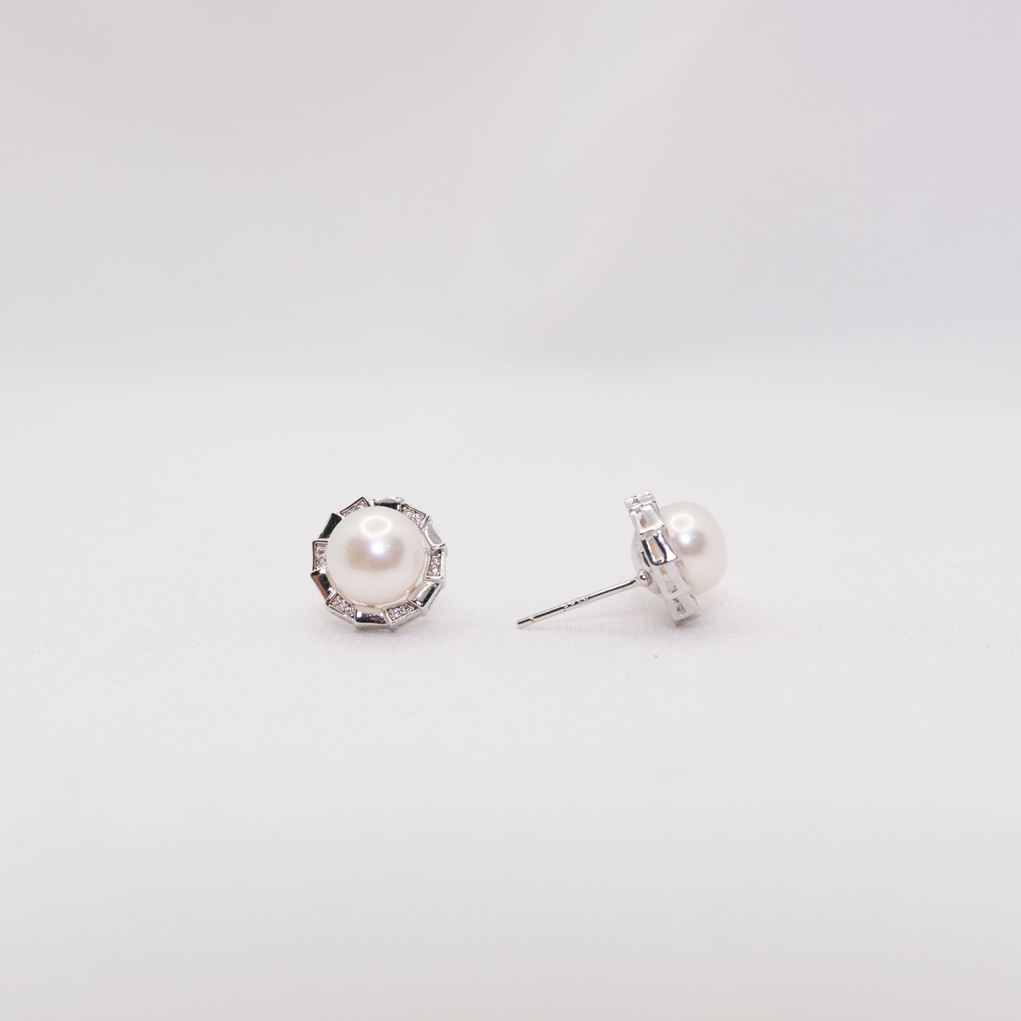 "Sun Disc" Premium Freshwater Pearl Earrings 8mm-8.5mm