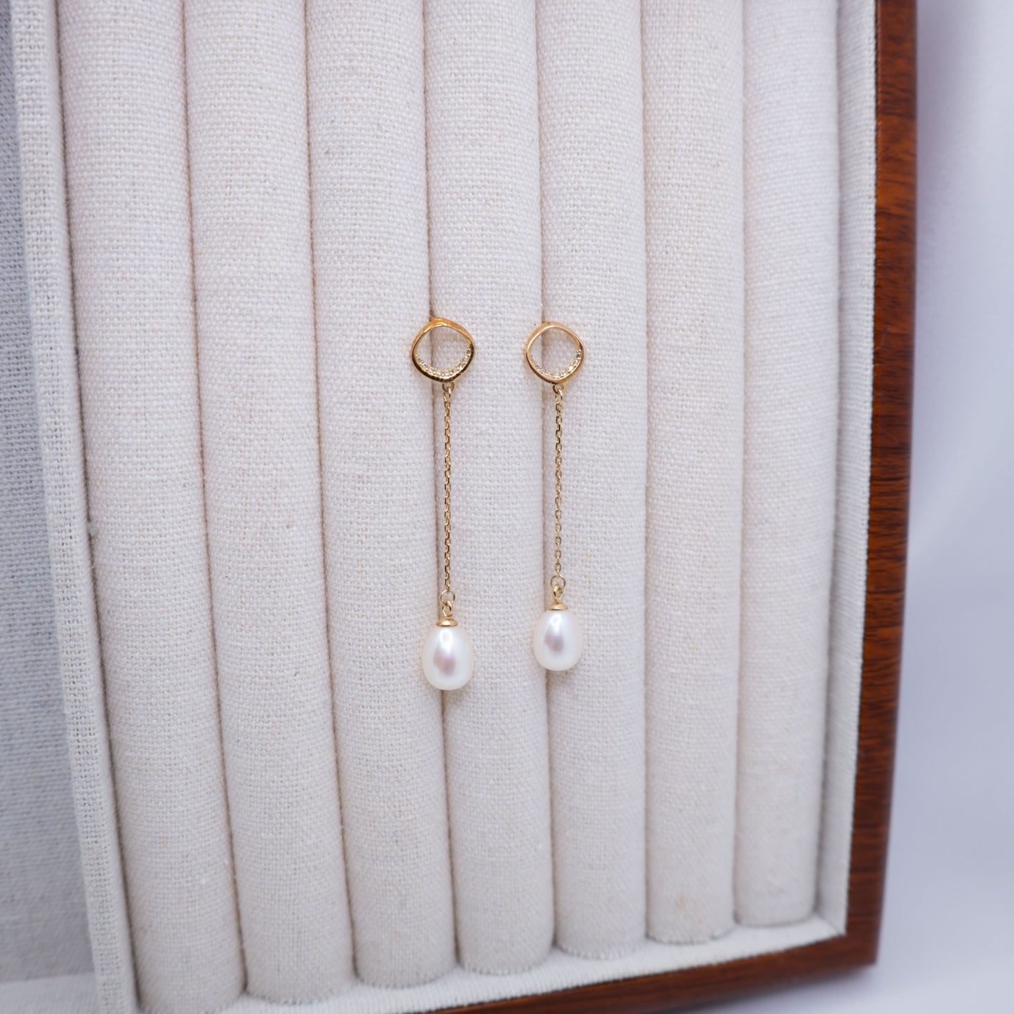 "Celebration" Premium Freshwater Pearl Dangling Earrings 7mm-7.5mm