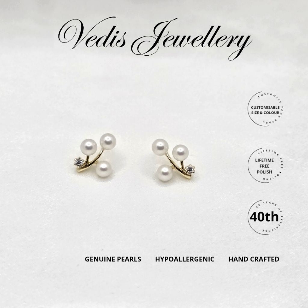 "Wishing Tree" 4-4.5mm Certified Premium Freshwater Pearl Earrings