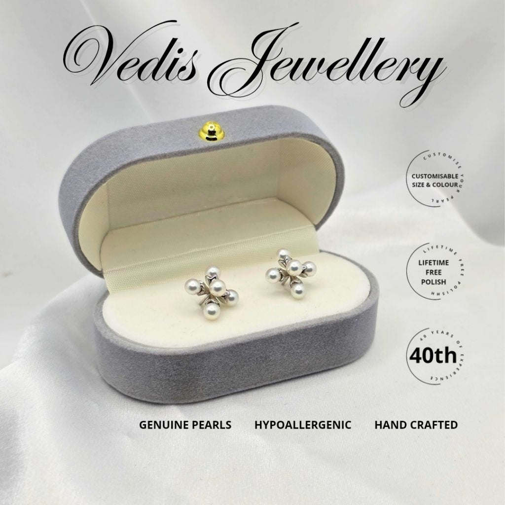 "Wrinklewort" 6A 4mm-4.5mm Premium Freshwater Pearl Earrings