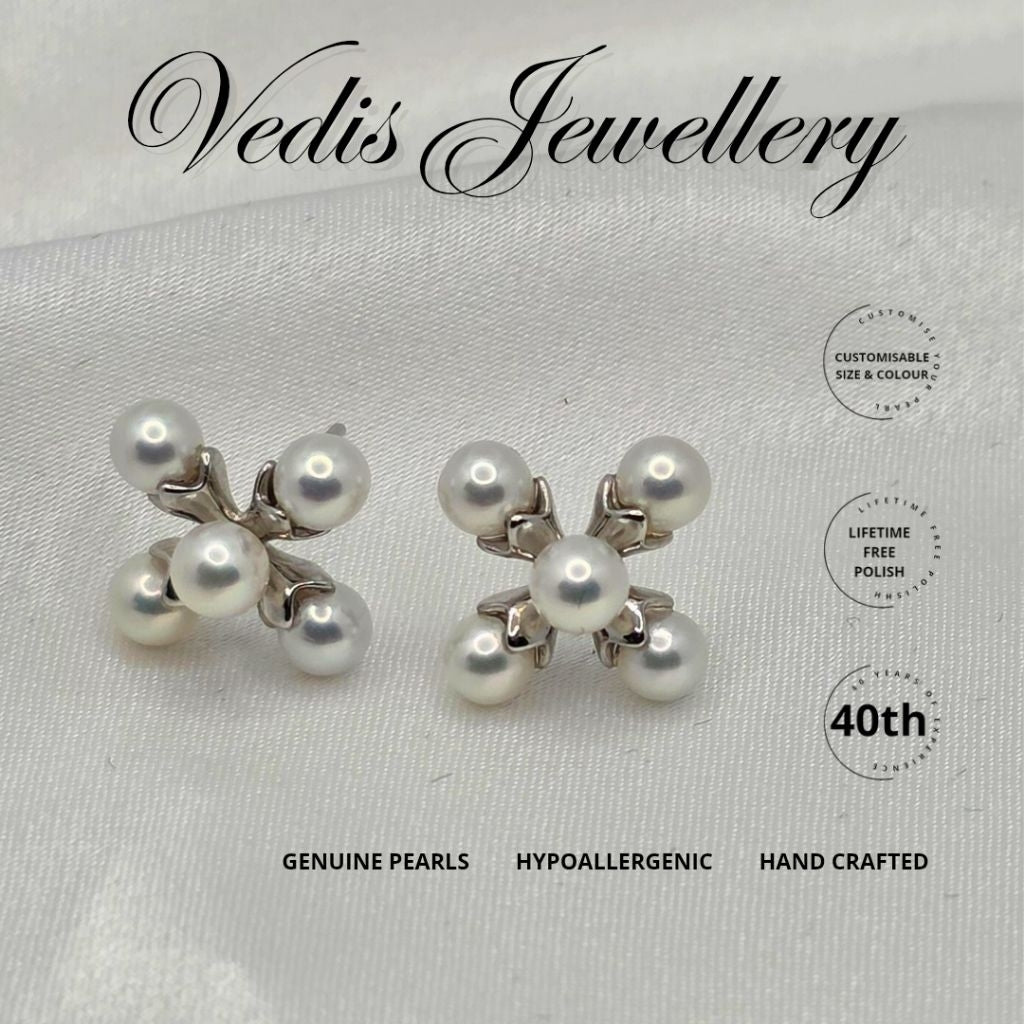 "Wrinklewort" 6A 4mm-4.5mm Premium Freshwater Pearl Earrings