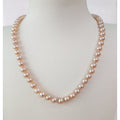 "China Red" Premium Freshwater Pink Pearl 6.5mm-7mm Necklace with S925 Sterling Silver press clasp